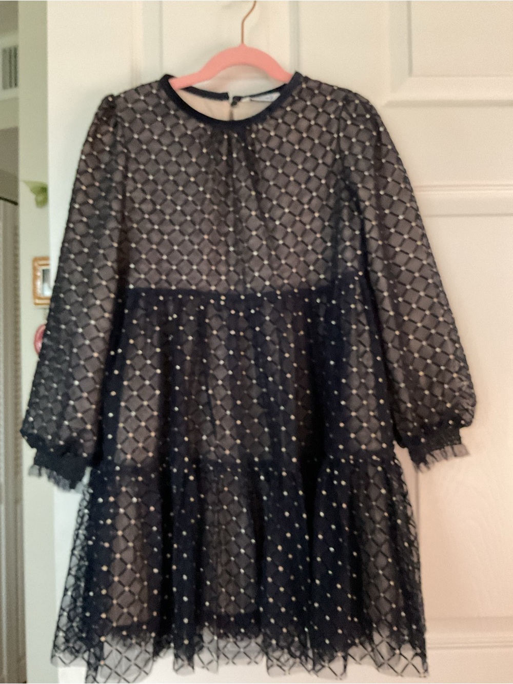 Mayoral Girls Navy Sheer Polka Dot Overlay Party Dress New size 8